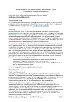 Wiederansiedlung von Seegraswiesen in der Westlichen Ostsee - Handreichung zur Eingriffsminimierung