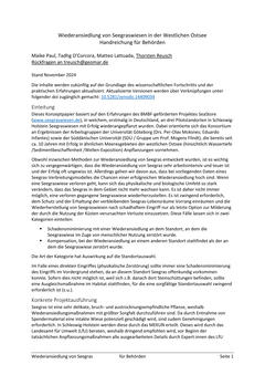 Wiederansiedlung von Seegraswiesen in der Westlichen Ostsee - Handreichung für Behörden